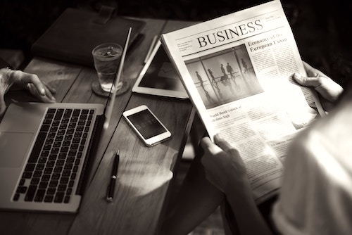 reading the business paper